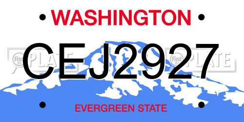CEJ2927 Washington License Plate