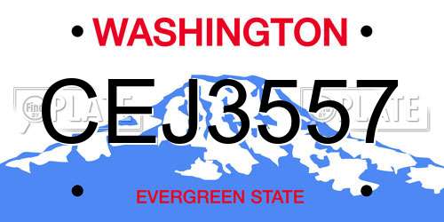 CEJ3557 Washington License Plate