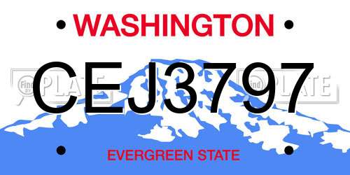 CEJ3797 Washington License Plate