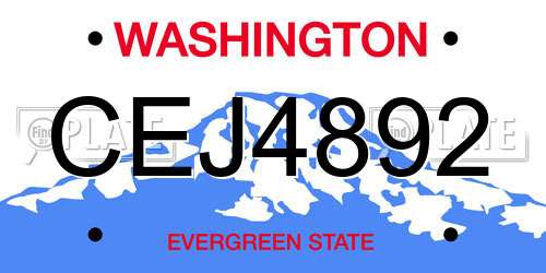 CEJ4892 Washington License Plate