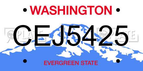 CEJ5425 Washington License Plate