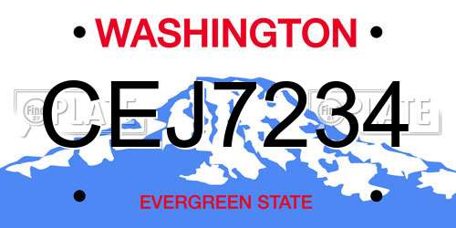 CEJ7234 Washington License Plate