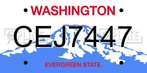 CEJ7447 Washington License Plate