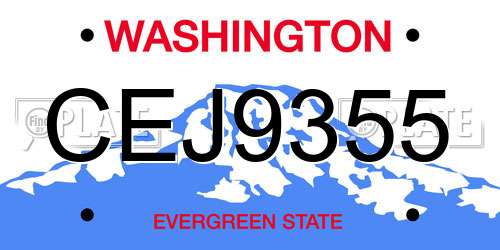 CEJ9355 Washington License Plate