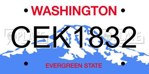 CEK1832 Washington License Plate