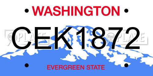CEK1872 Washington License Plate