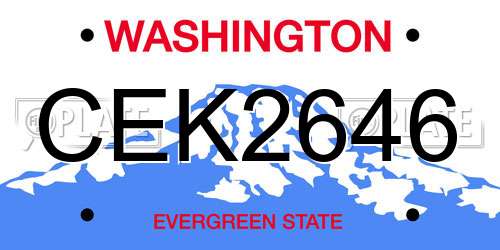 CEK2646 Washington License Plate