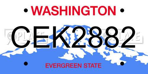 CEK2882 Washington License Plate
