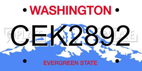 CEK2892 Washington License Plate