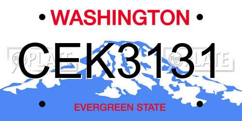 CEK3131 Washington License Plate
