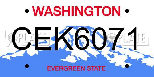 CEK6071 Washington License Plate