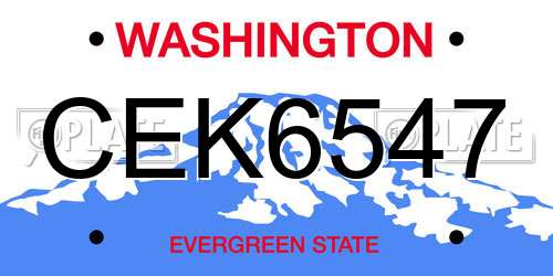 CEK6547 Washington License Plate