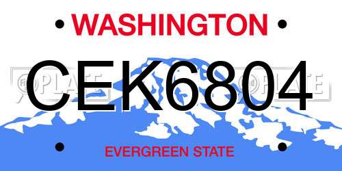 CEK6804 Washington License Plate