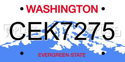 CEK7275 Washington License Plate