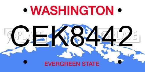 CEK8442 Washington License Plate