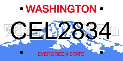 CEL2834 Washington License Plate