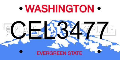CEL3477 Washington License Plate