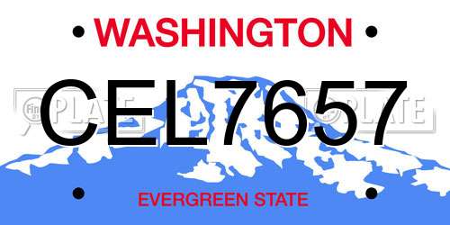 CEL7657 Washington License Plate