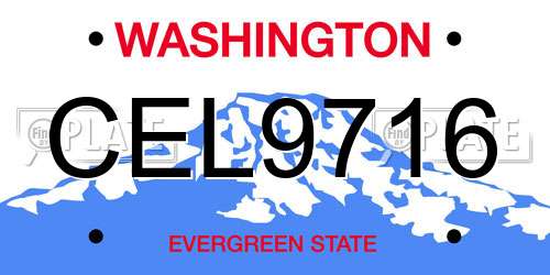 CEL9716 Washington License Plate