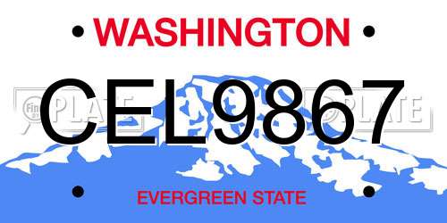CEL9867 Washington License Plate