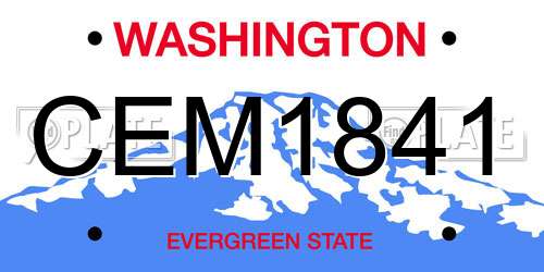 CEM1841 Washington License Plate