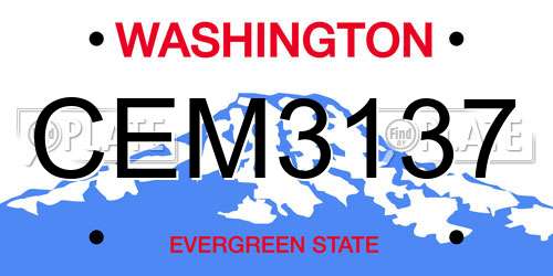 CEM3137 Washington License Plate