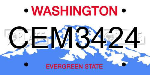 CEM3424 Washington License Plate