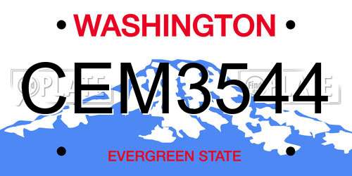 CEM3544 Washington License Plate