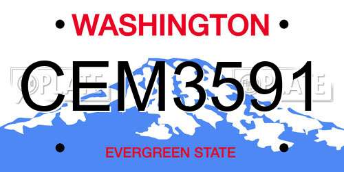 CEM3591 Washington License Plate
