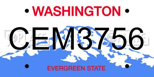 CEM3756 Washington License Plate