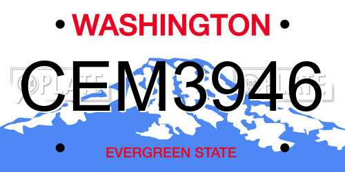 CEM3946 Washington License Plate