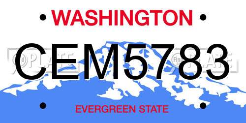 CEM5783 Washington License Plate