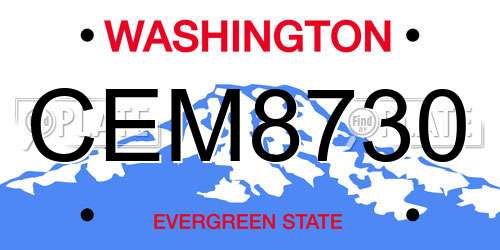 CEM8730 Washington License Plate