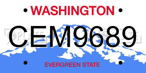 CEM9689 Washington License Plate