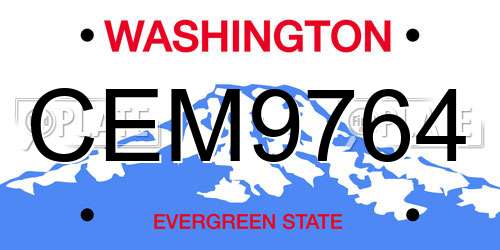 CEM9764 Washington License Plate