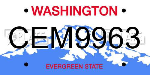 CEM9963 Washington License Plate