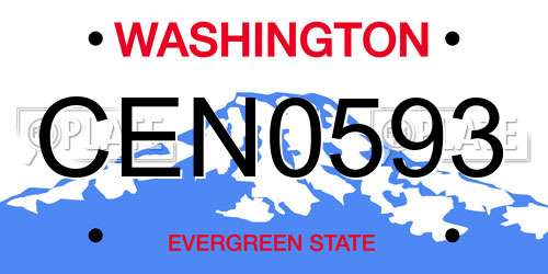 CEN0593 Washington License Plate