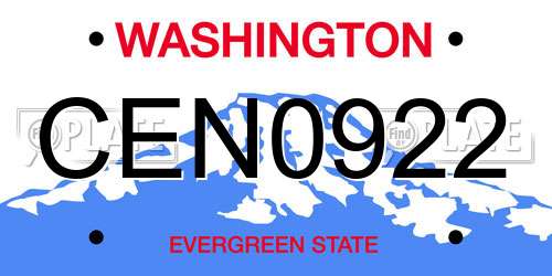 CEN0922 Washington License Plate