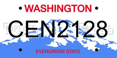 CEN2128 Washington License Plate