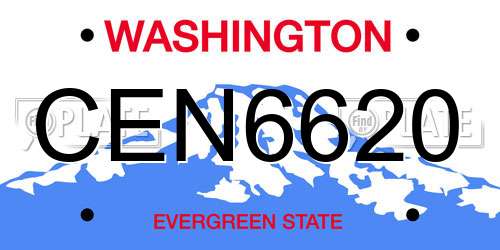 CEN6620 Washington License Plate