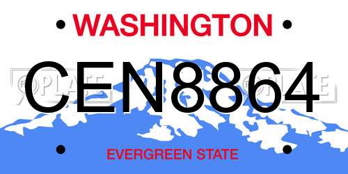 CEN8864 Washington License Plate