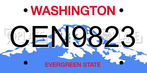 CEN9823 Washington License Plate
