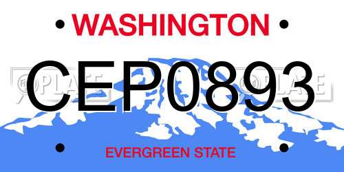 CEP0893 Washington License Plate