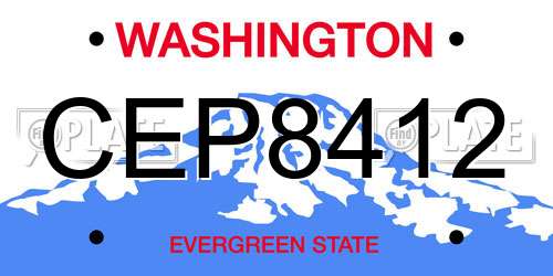 CEP8412 Washington License Plate