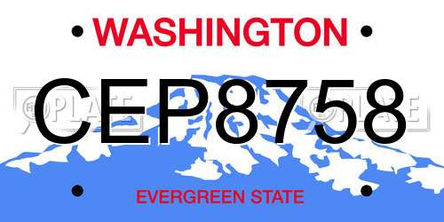 CEP8758 Washington License Plate