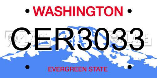CER3033 Washington License Plate