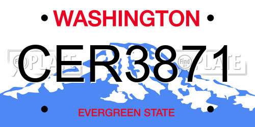CER3871 Washington License Plate