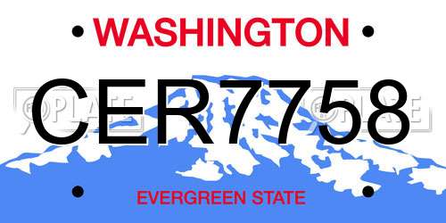 CER7758 Washington License Plate