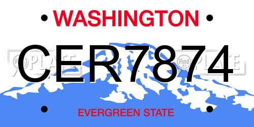 CER7874 Washington License Plate
