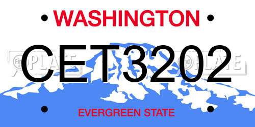 CET3202 Washington License Plate